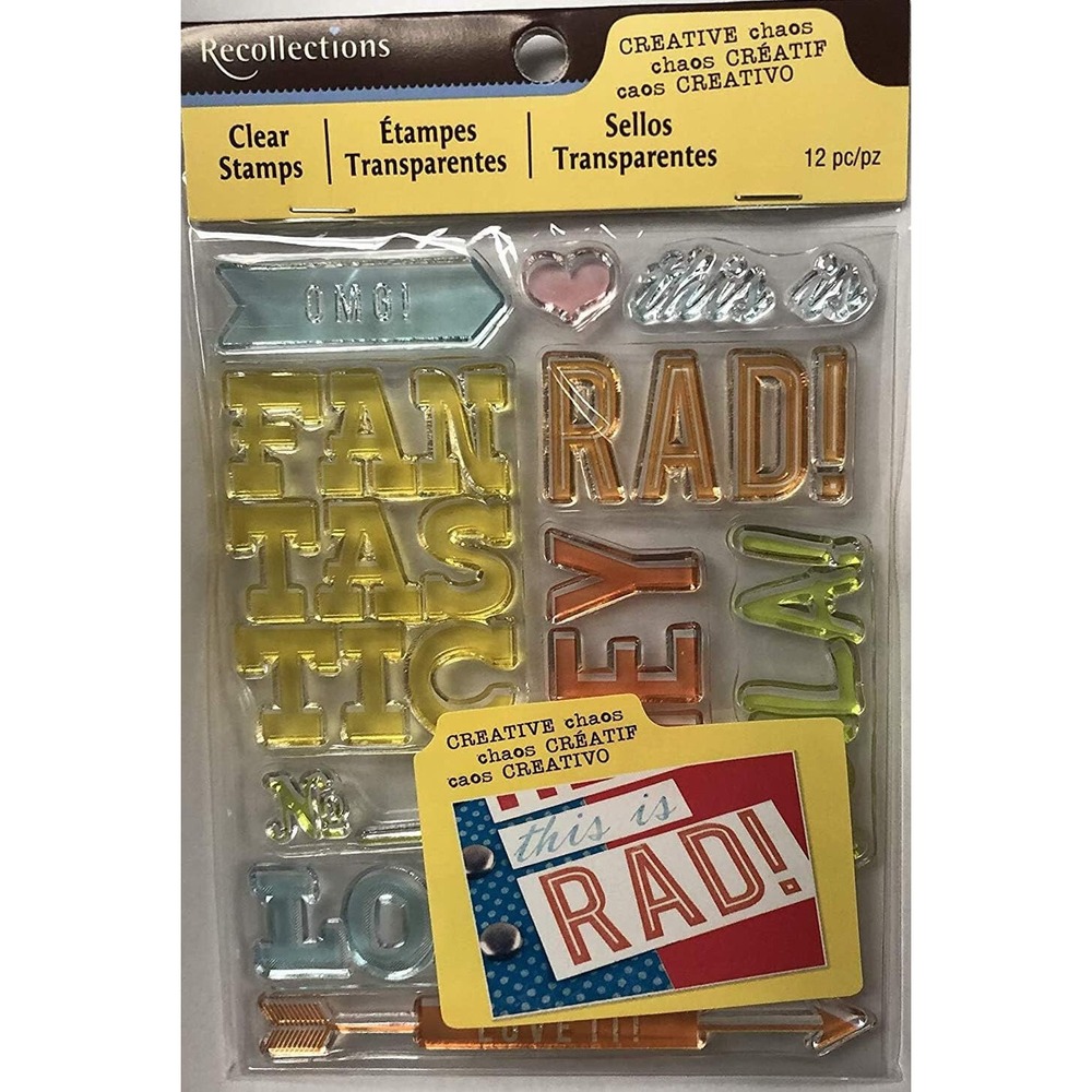 Recollections Clear Stamps Unisex OS Clear Creative Chaos Sayings 12pc 10293343